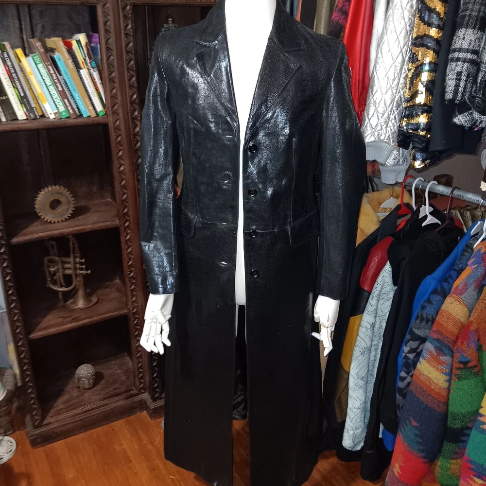 Jenelle leather trench coat